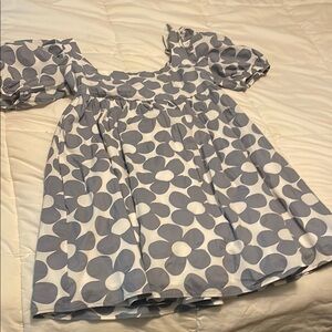 Altar'd State Blue/grey and White Puff Sleeve Sundress